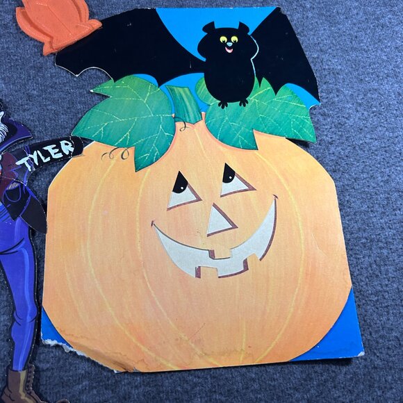 Halloween Ephemera Lot Cards Felt Cat Die Cut Children's Art 6 Items Dracula Bat - Picture 8 of 16